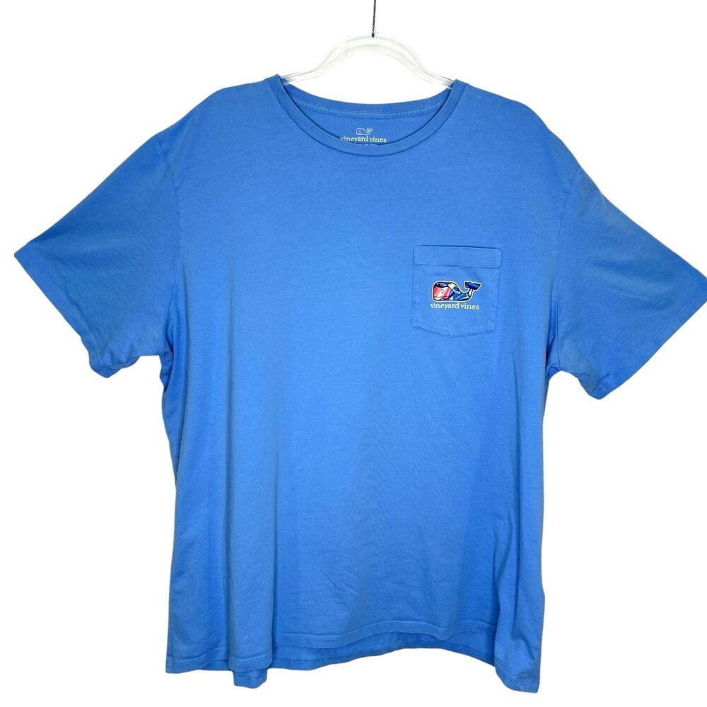 Vineyard Vines Blue Short Sleeve Graphic Whale Pocket T-Shirt Men's XXL Cotton